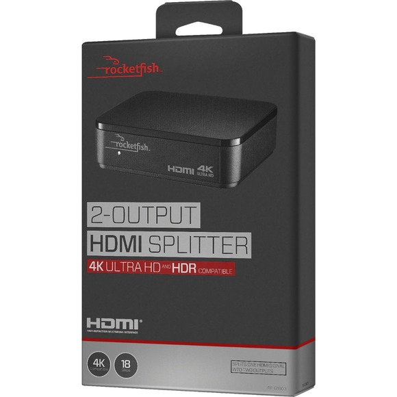 Rocketfish™ - 2-Output HDMI Splitter with 4K and HDR Pass-Through - Black - Picture 1 of 3